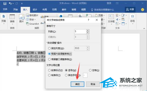 Word软件中文本转换成为表格的方法教学