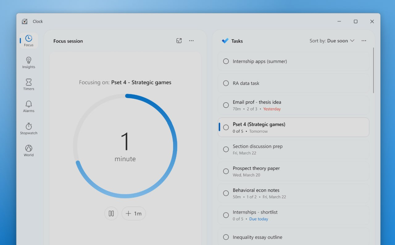 ΢������ Win11 ʱ��Ӧ�ã���ǿ��רע